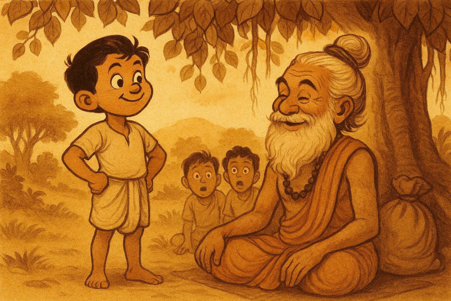 Young Satyakama Jabala speaking his absolute truth to Sage Gautama.